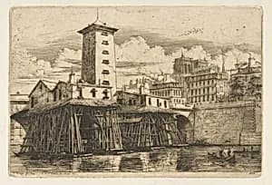The Notre-Dame Pump, Paris by Charles Meryon