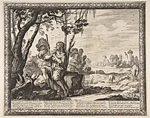 The Prodigal Son Guarding Pigs by Abraham Bosse|Jean I Leblond
