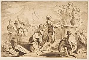 The Sacrifice of Noah by Francesco Bartolozzi|Giovanni Benedetto Castiglione (Il Grechetto)