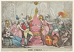 The Times by Richard Brinsley Sheridan|George, Prince of Wales|William Pitt|Thomas Rowlandson|Charles James Fox|S. W. Fores