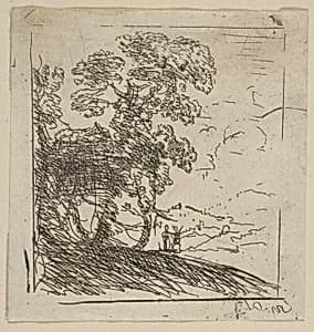 The Two Landscapes (Right Tree) by Claude Lorrain (Claude Gellée)