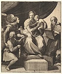 The Virgin of the Fish by Raphael (Raffaello Sanzio or Santi)|Marcantonio Raimondi|Marco Dente