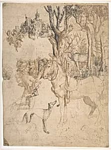 The Vision of Saint Eustace by Albrecht Dürer|Anonymous, German, 16th century