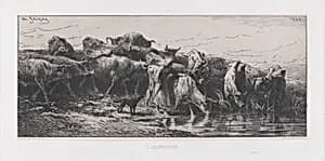 The Watering Hole by Charles Jacque|Auguste Delâtre