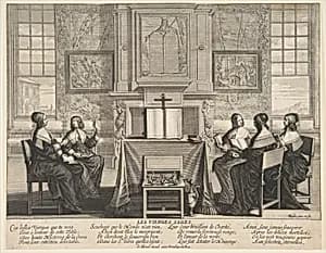 The Wise Virgins Conversing by Abraham Bosse|Jean I Leblond