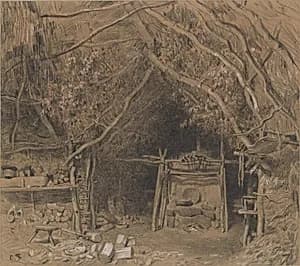 The Workshop of a Wooden Shoe Maker by Constant Troyon