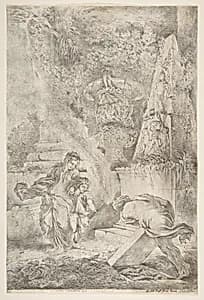 Theseus finding his father's arms by Giovanni Giacomo De Rossi|Giovanni Benedetto Castiglione (Il Grechetto)