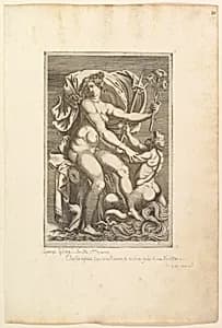 Thetis Seated with a Triton by Giorgio Ghisi|Perino del Vaga (Pietro Buonaccorsi)|Anonymous, Italian?, 16th century