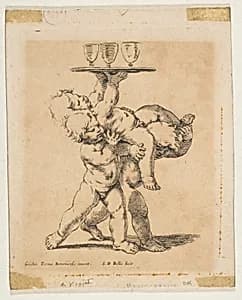Three Children with a Tray by Stefano della Bella|Guido Reni