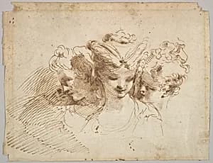 Three Female Heads by Gaetano Gandolfi