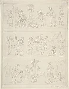 Three Friezes of Chinese Figures by Isaac Robert Cruikshank