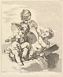 Three Loves with Musical Instruments by François Boucher|Pierre Alexandre Aveline|Gabriel Huquier
