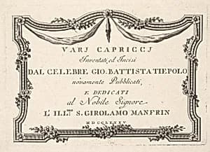 Title page, from Varj Carpiccj by Giovanni Battista Tiepolo