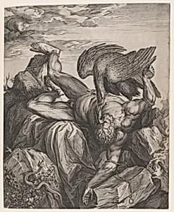 Tityus Punished in Hell by Cornelis Cort|Titian (Tiziano Vecellio)