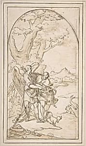 Tobias and the Angel by Anonymous, Italian, Roman-Bolognese, 17th century