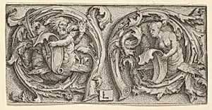 Triton and Siren in Tendrils by Lucas van Leyden