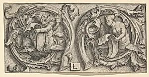 Triton and Siren in Tendrils by Lucas van Leyden