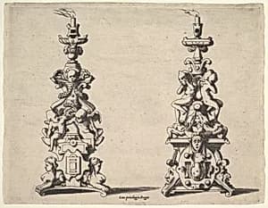Two candlestick designs by René Boyvin|Pierre Milan