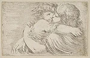 Two Children Embrace by Stefano della Bella