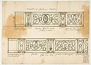 Two Designs for Iron Balconies by Anonymous, French, 19th century