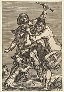 Two Fighting Beggars