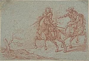 Two Fighting Horsemen by Pandolfo Lorenzo Hopfer