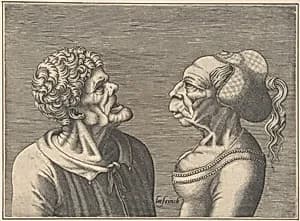Two Grotesque Heads by Hans Liefrinck|Leonardo da Vinci