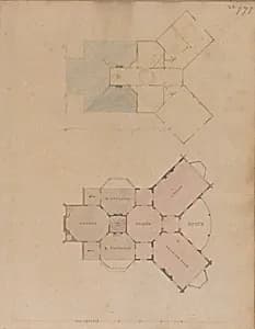 Two Plans for an Unidentified House by Alexander Jackson Davis