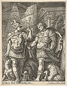 Two Roman Soldiers by Giovanni Francesco Venturini|Giovanni Battista Galestruzzi|Polidoro da Caravaggio