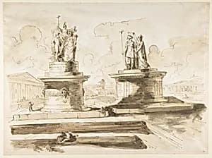 Two sculptures on pedestals by Felice Giani