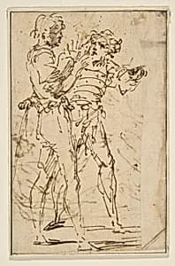 Two Standing Men Gesticulating by Salvator Rosa