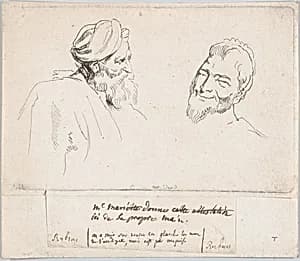 Two studies of heads by Anne Claude Philippe de Tubières, comte de Caylus|Peter Paul Rubens|Anthony van Dyck