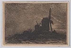 Two Windmills in Montmartre by Charles Jacque|Auguste Delâtre