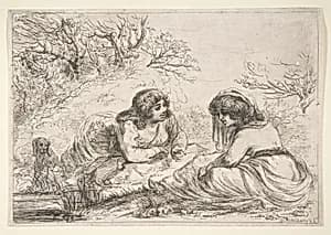 Two Women in a Landscape by baron Dominique Vivant Denon
