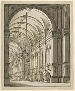 Vaulted Hall with Candelabra by Ferdinando Galli Bibiena
