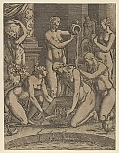 Venus Bathing Attended by Nymphs by Jean Mignon|Luca Penni
