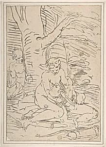 Venus, Cupid and Satyr by Luca Cambiaso