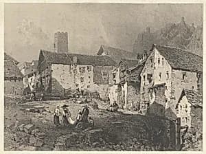 View of a Mountain Village by Eugène Isabey
