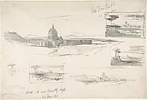 View of St. Peter's, Rome by Edward Lear