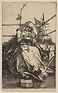 Virgin on a Grassy Bench by Albrecht Dürer