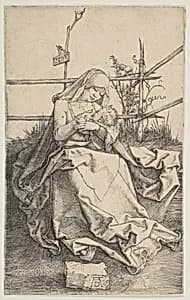 Virgin on a Grassy Bench by Albrecht Dürer
