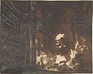 Washerwomen in a Ruined Gallery by Hubert Robert
