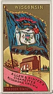 Wisconsin, from Flags of the States and Territories (N11) for Allen & Ginter Cigarettes Brands by Allen & Ginter