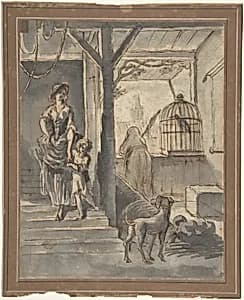 Woman and Child on Stairs by Pierre Lélu