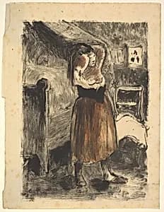 Woman Arranging Her Hair by Camille Pissarro