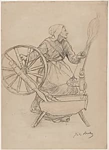 Woman at the Spinning Wheel by Jules Breton