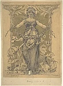 Woman Holding a Garland by Charles Edward Holloway