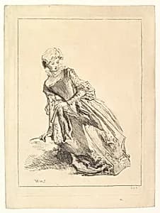 Woman leaning to left by François Boucher|Antoine Watteau