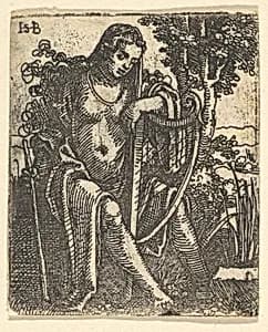 Woman with a Harp by Sebald Beham