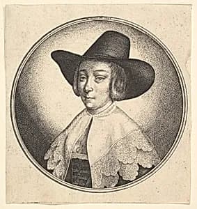 Woman with broad brimmed hat by Wenceslaus Hollar